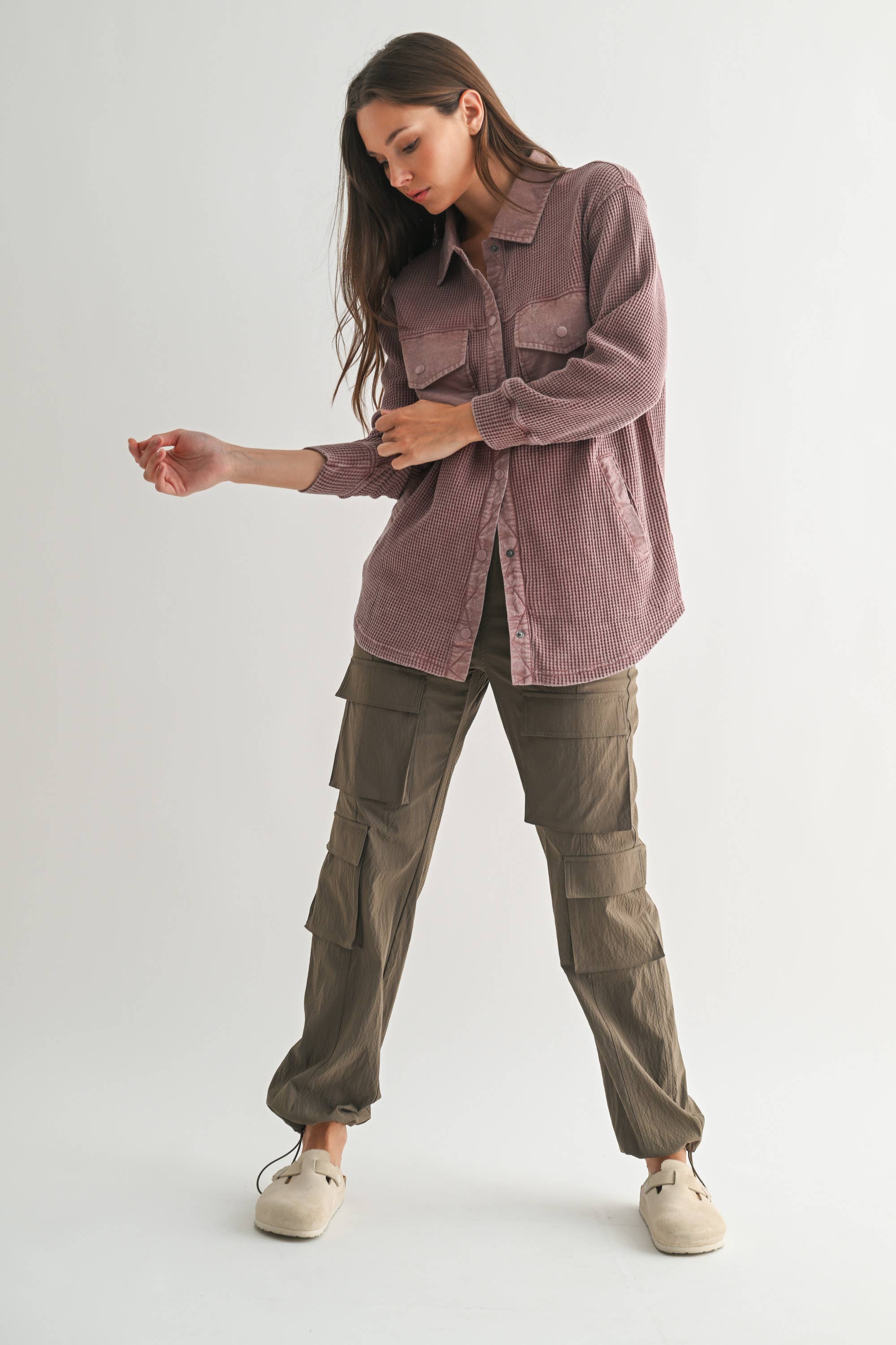 Rose Taupe Waffle Jacket