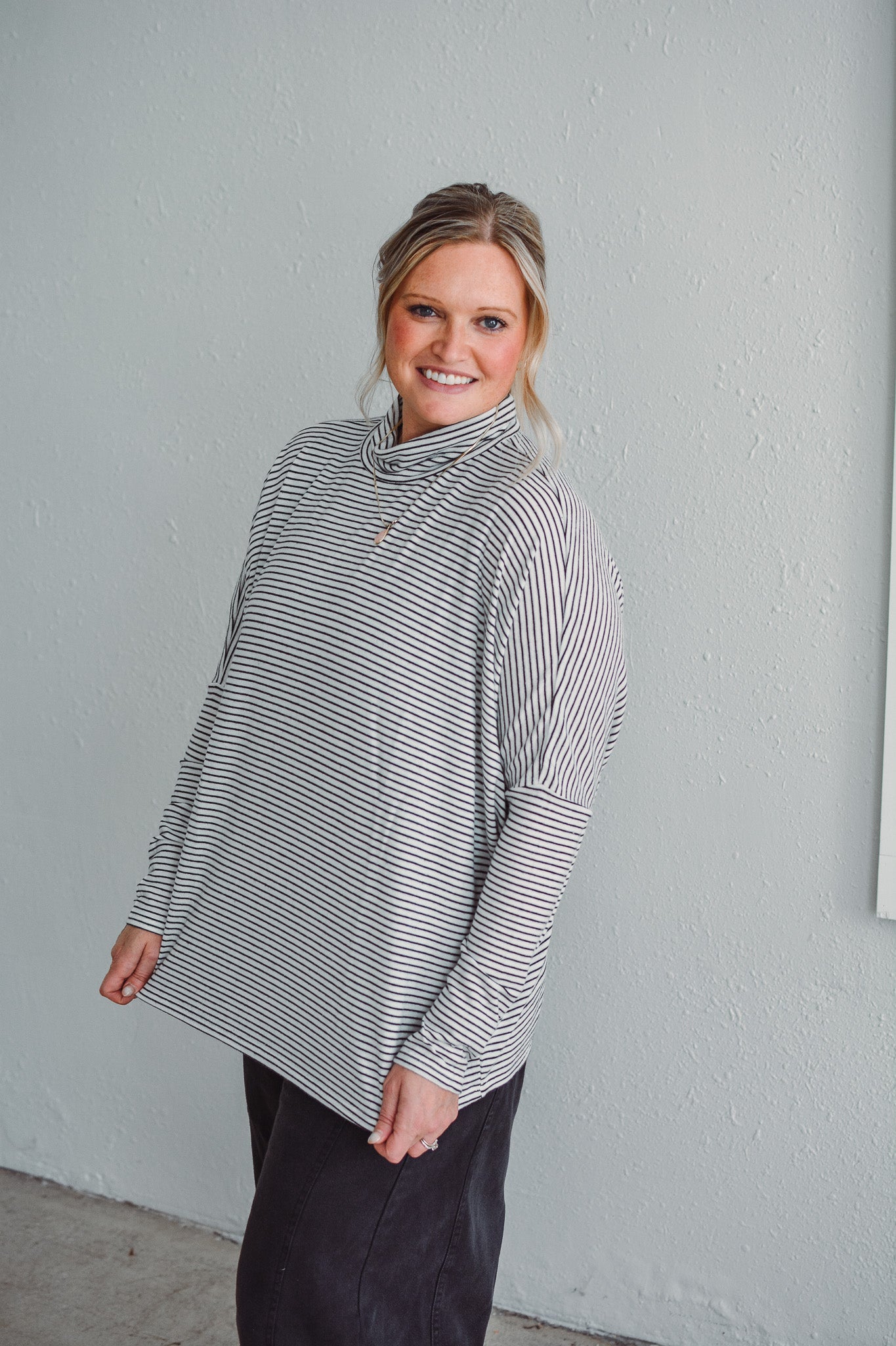 Nora Black Striped Top