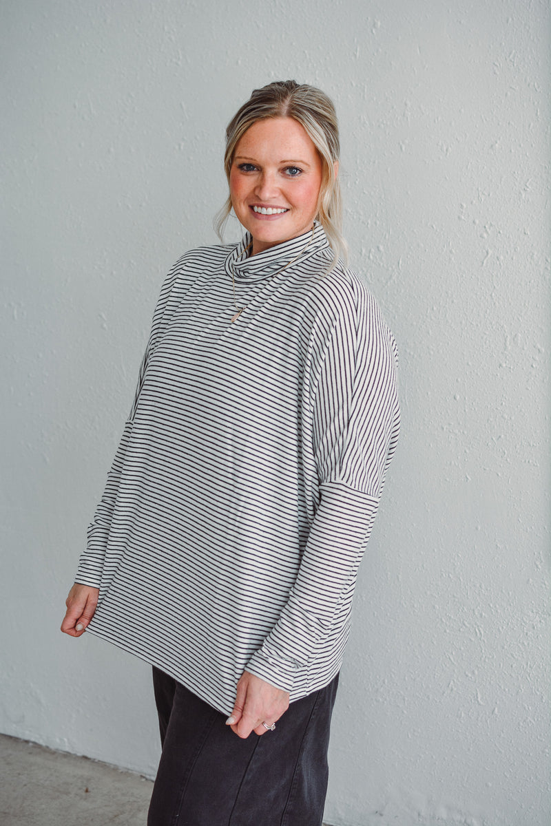 Nora Black Striped Top