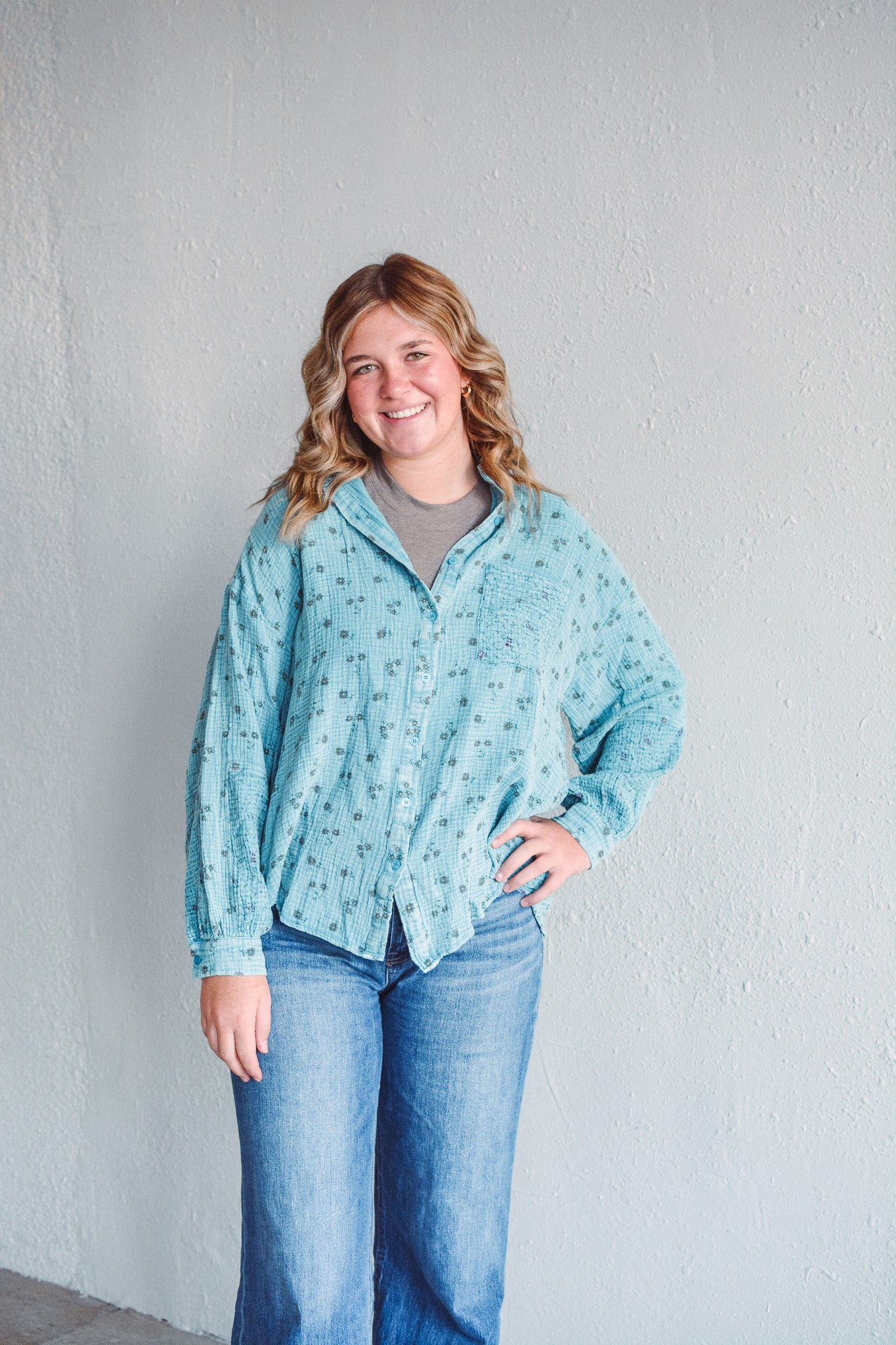 Whitney Blue Gauze Top