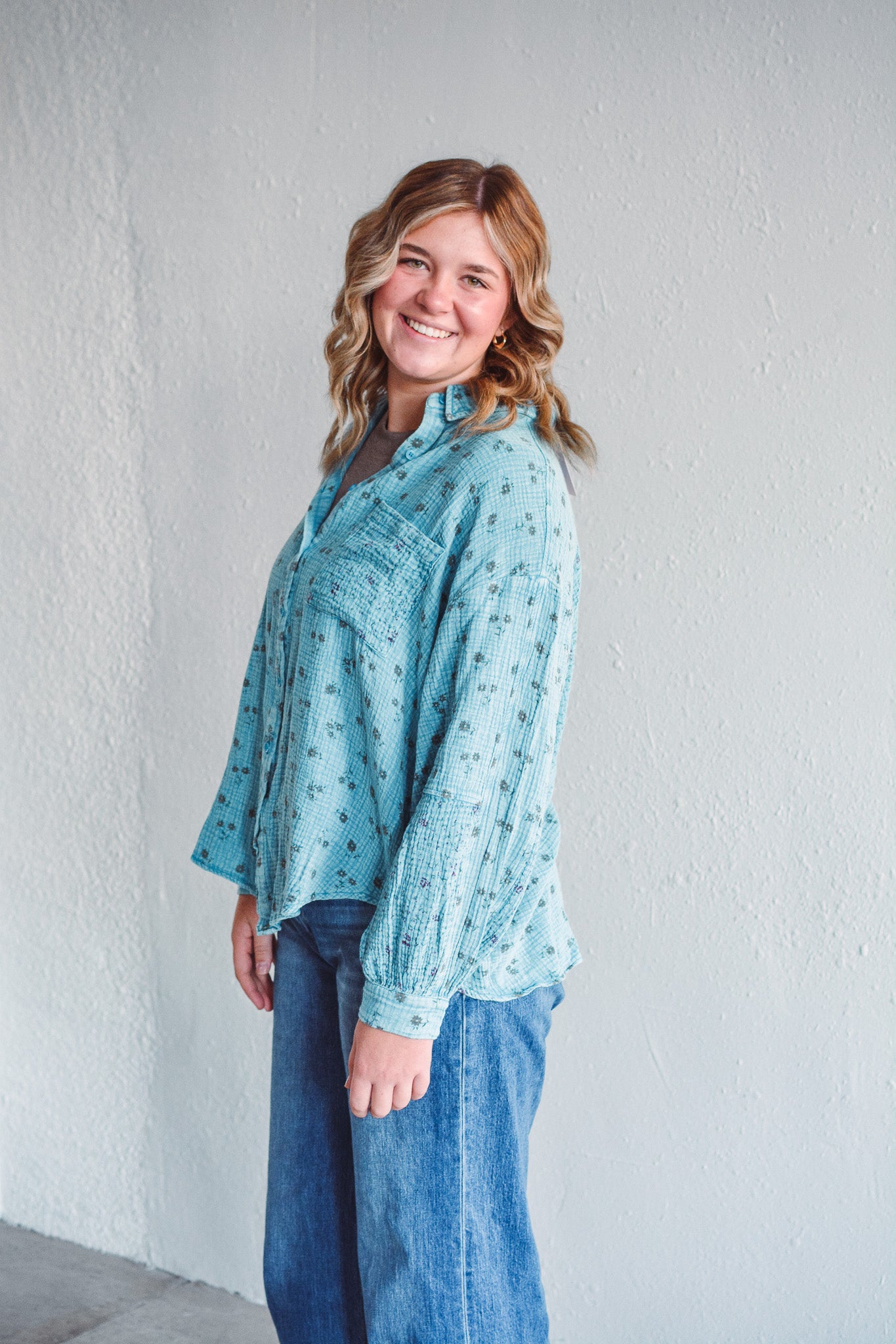 Whitney Blue Gauze Top