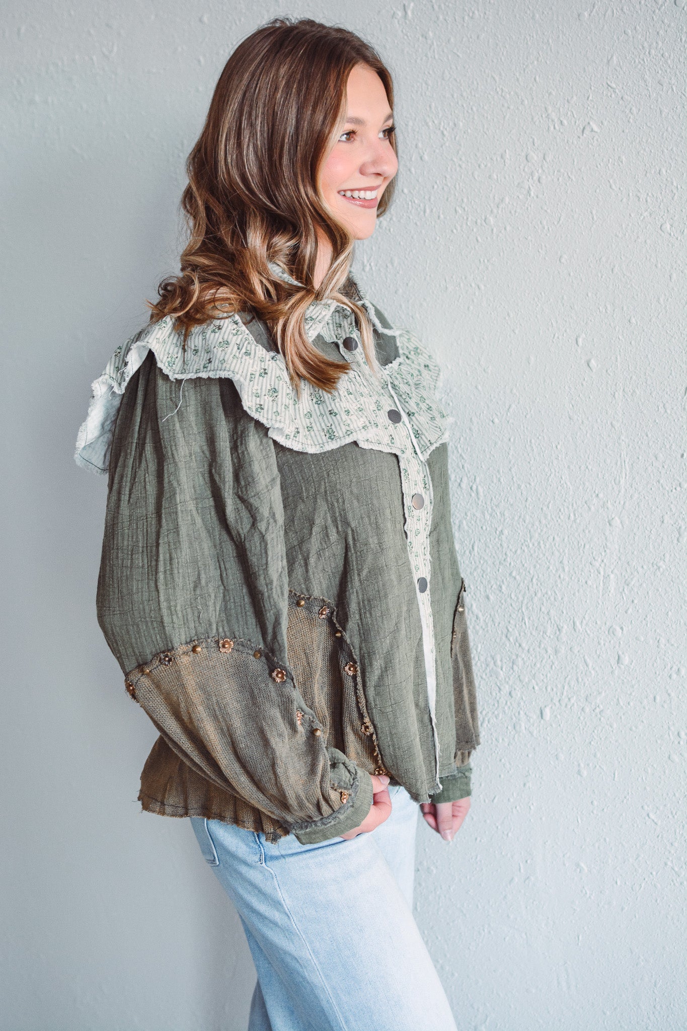 Olive Gauze Top