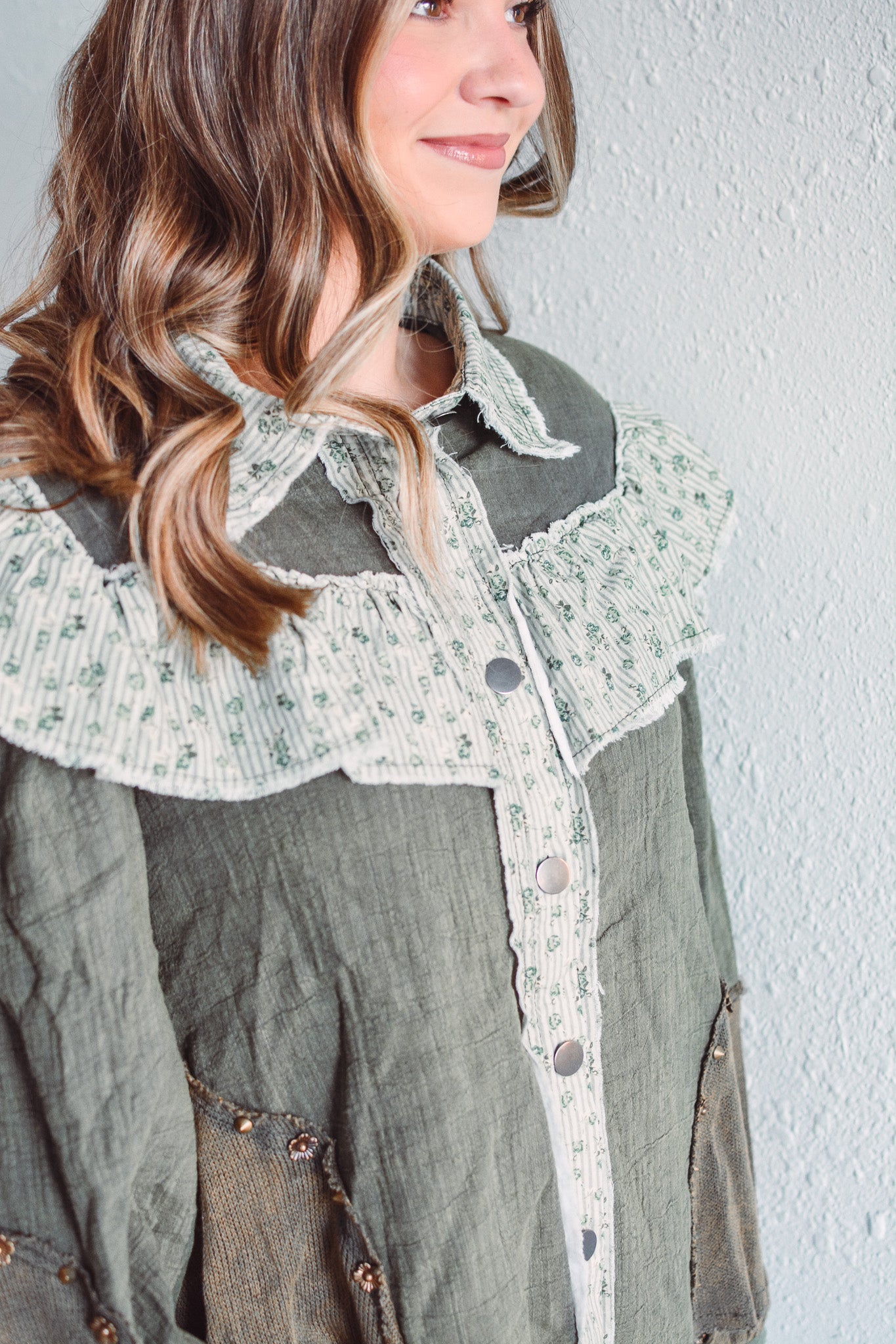 Olive Gauze Top