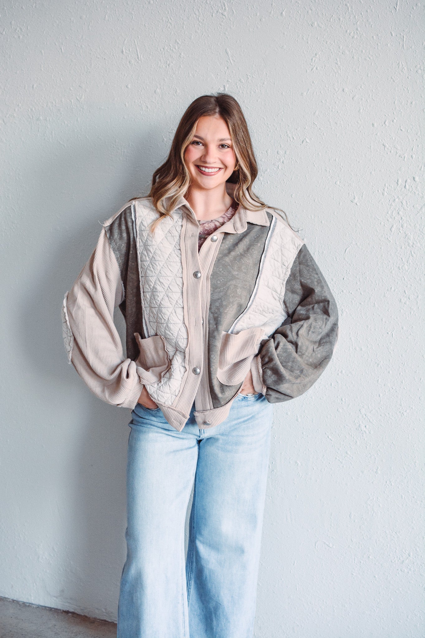 Beige Fusion Quilted Jacket