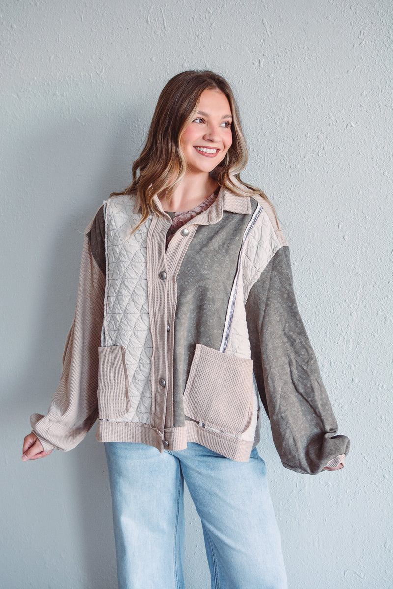 Beige Fusion Quilted Jacket