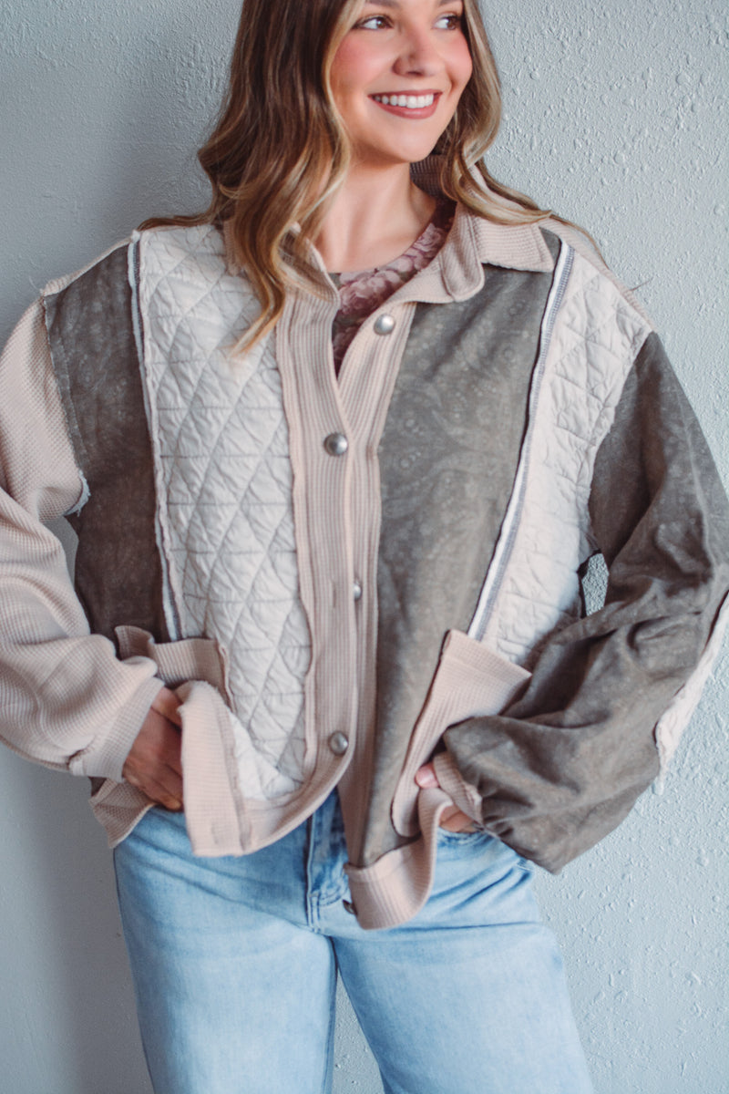 Beige Fusion Quilted Jacket