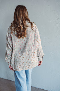Whitney Khaki Gauze Top