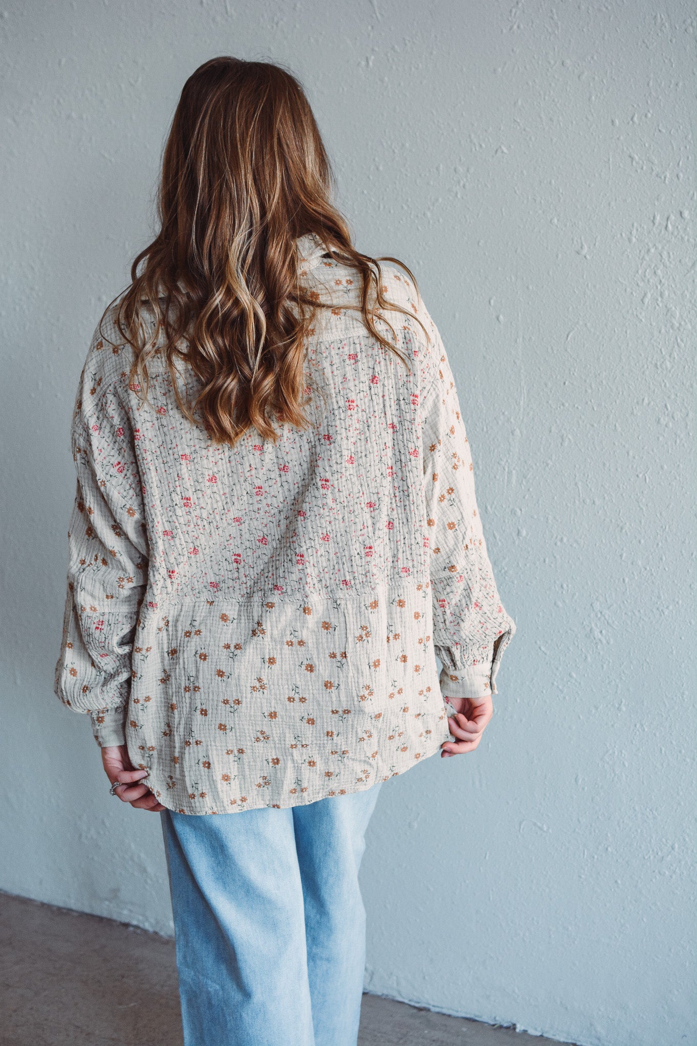 Whitney Khaki Gauze Top