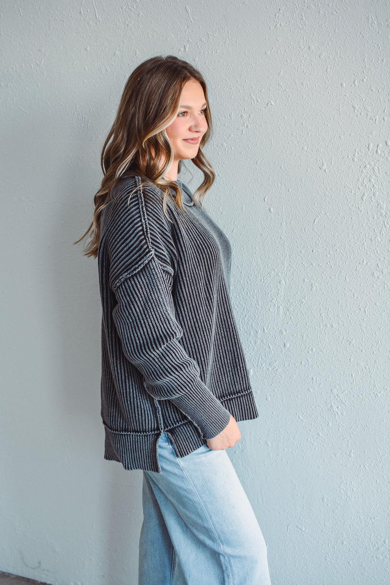 Remi Black Sweater Top