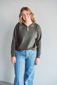 Luna Olive Half-Zip
