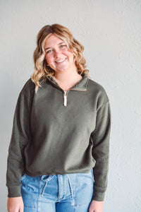 Luna Olive Half-Zip