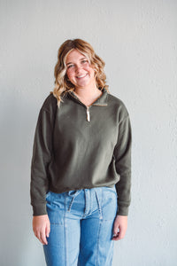 Luna Olive Half-Zip