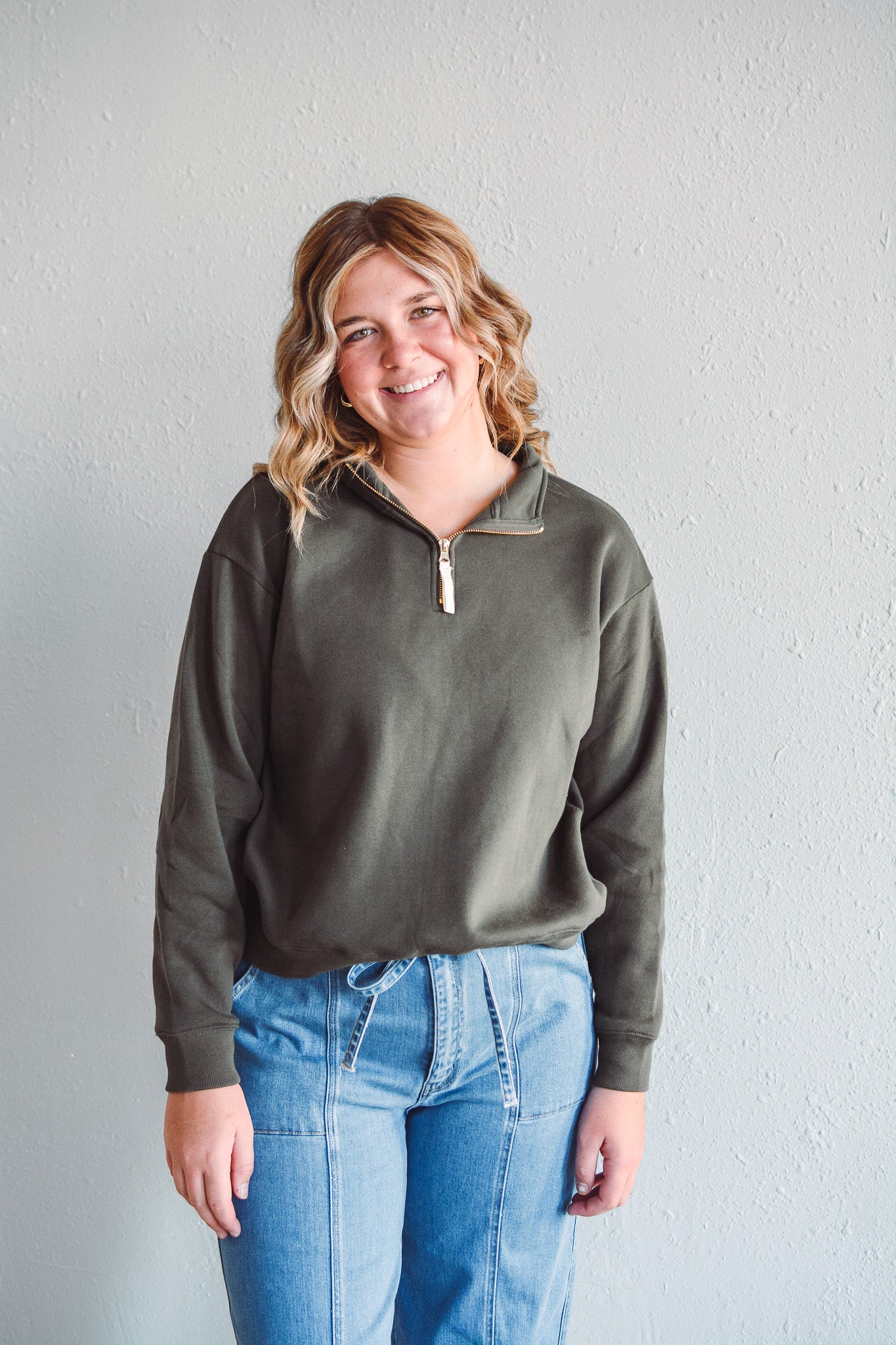 Luna Olive Half-Zip