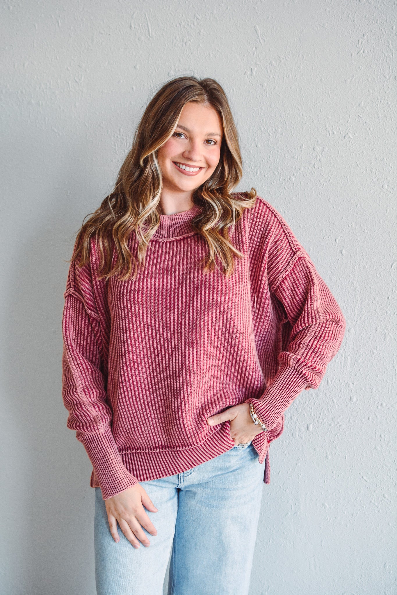 Remi Wine Sweater Top
