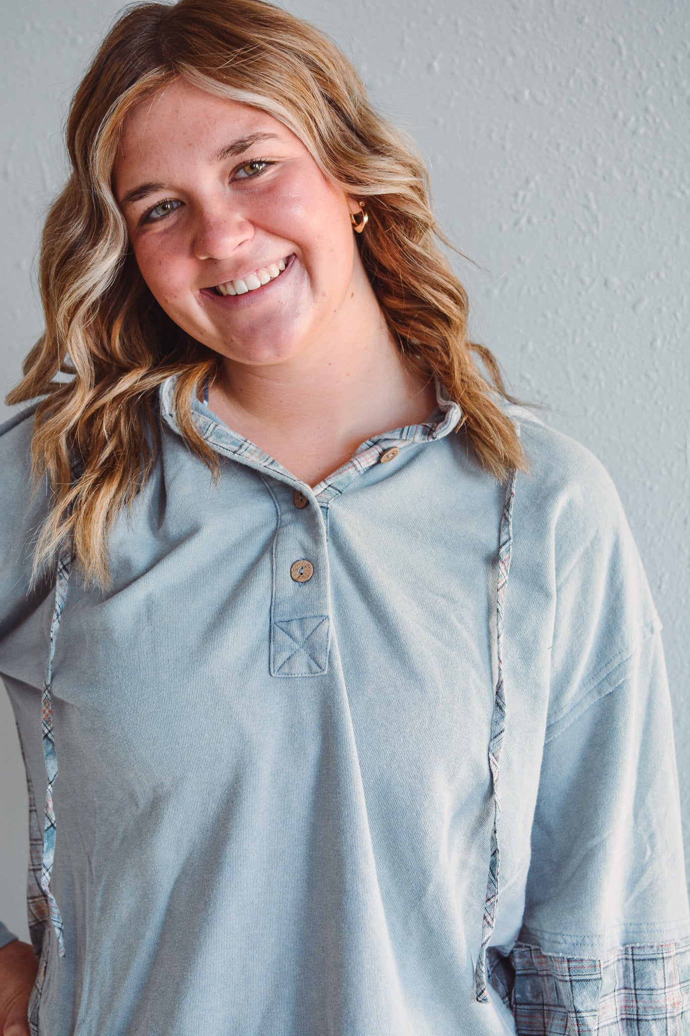 Tatum Hooded Blue Top