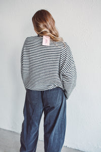 Black Striped Piper Cardi