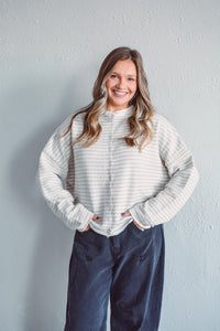 Cream Striped Piper Cardi