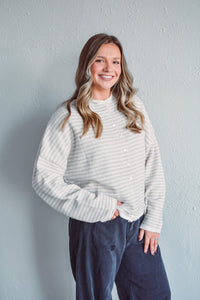 Cream Striped Piper Cardi