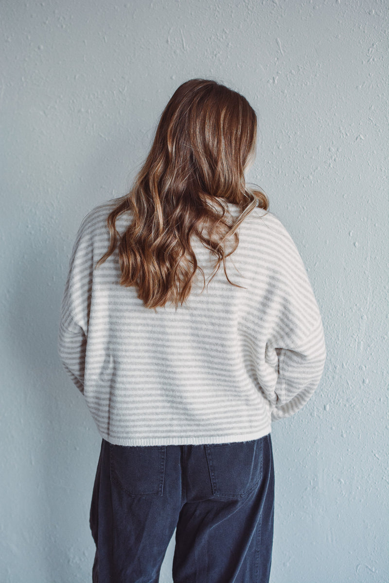 Cream Striped Piper Cardi