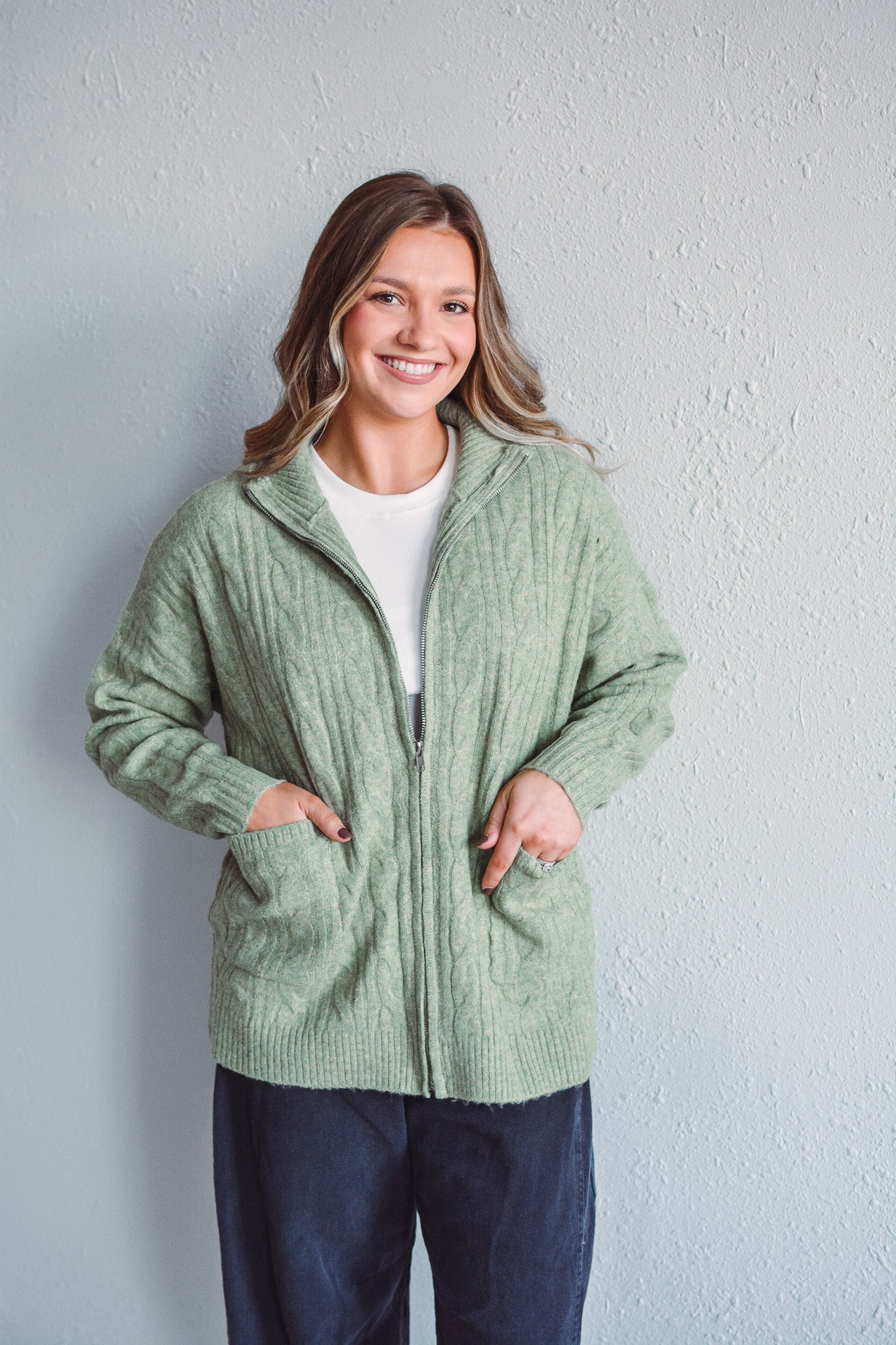 Norfolk Olive Zip Sweater