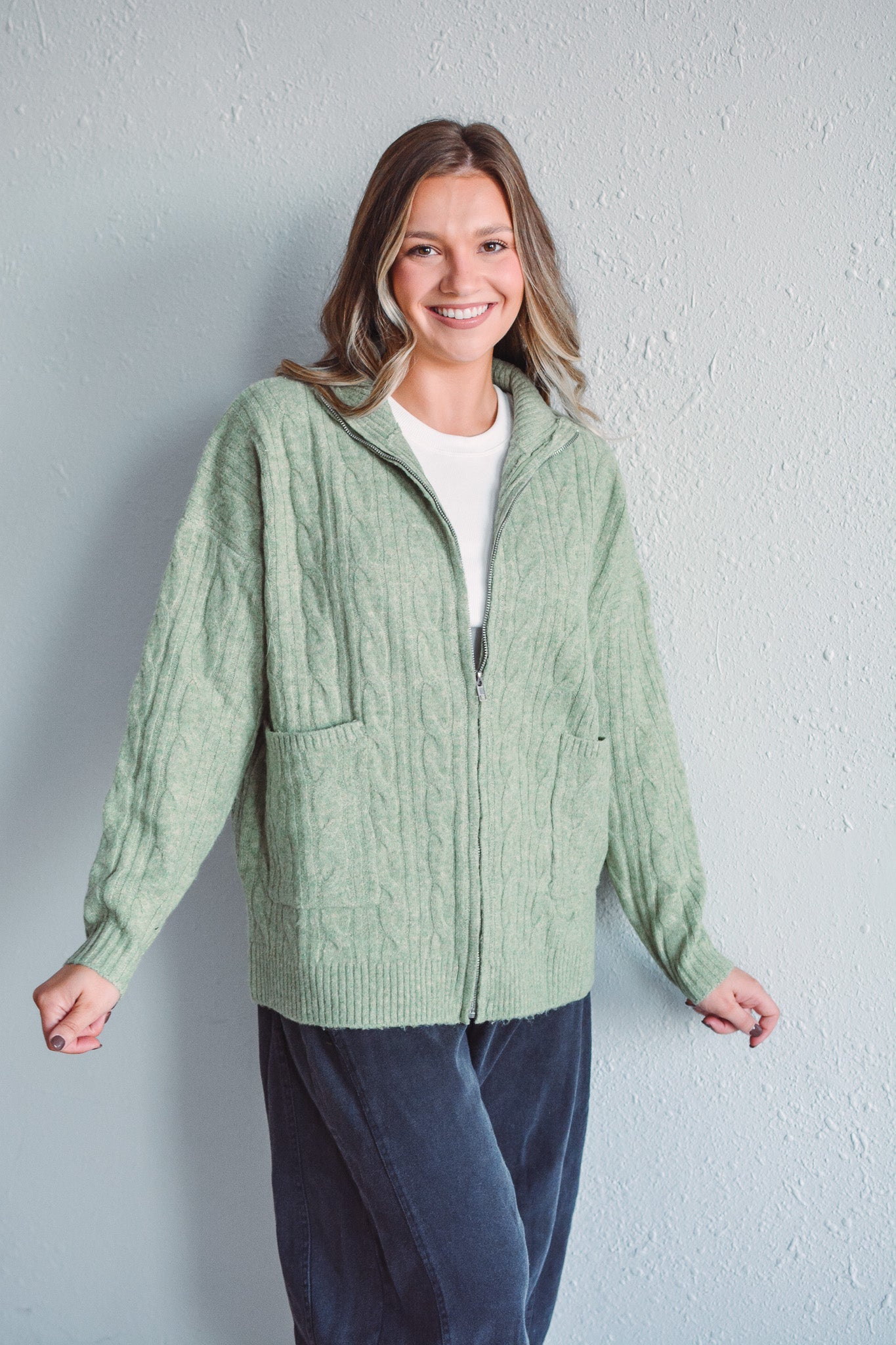 Norfolk Olive Zip Sweater
