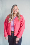 Red Striped Piper Cardi