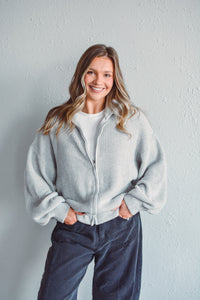 Stowe Grey Zip Sweater