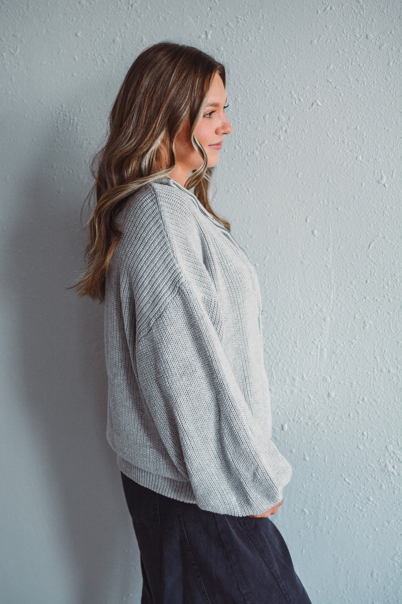 Stowe Grey Zip Sweater