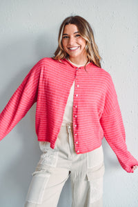 Red Striped Piper Cardi