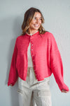 Red Striped Piper Cardi