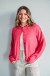 Red Striped Piper Cardi