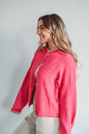 Red Striped Piper Cardi