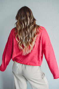 Red Striped Piper Cardi