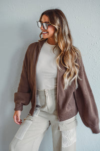 Stowe Mocha Zip Sweater