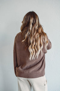 Stowe Mocha Zip Sweater