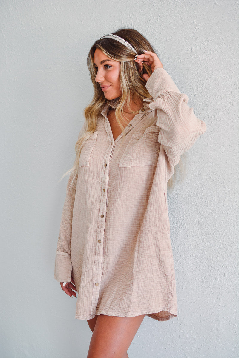 Milk Tea Shirt Dress