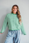 Green Striped Piper Cardi