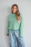 Green Striped Piper Cardi