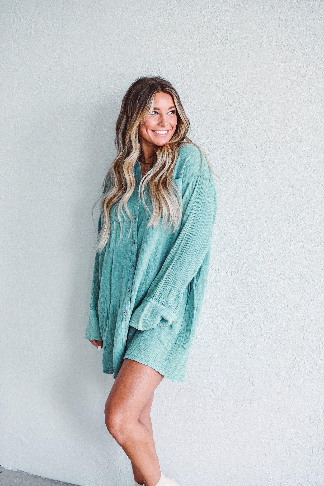 Atlantis Green Shirt Dress S Atlantis Green Shirt Dress S