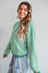 Green Striped Piper Cardi