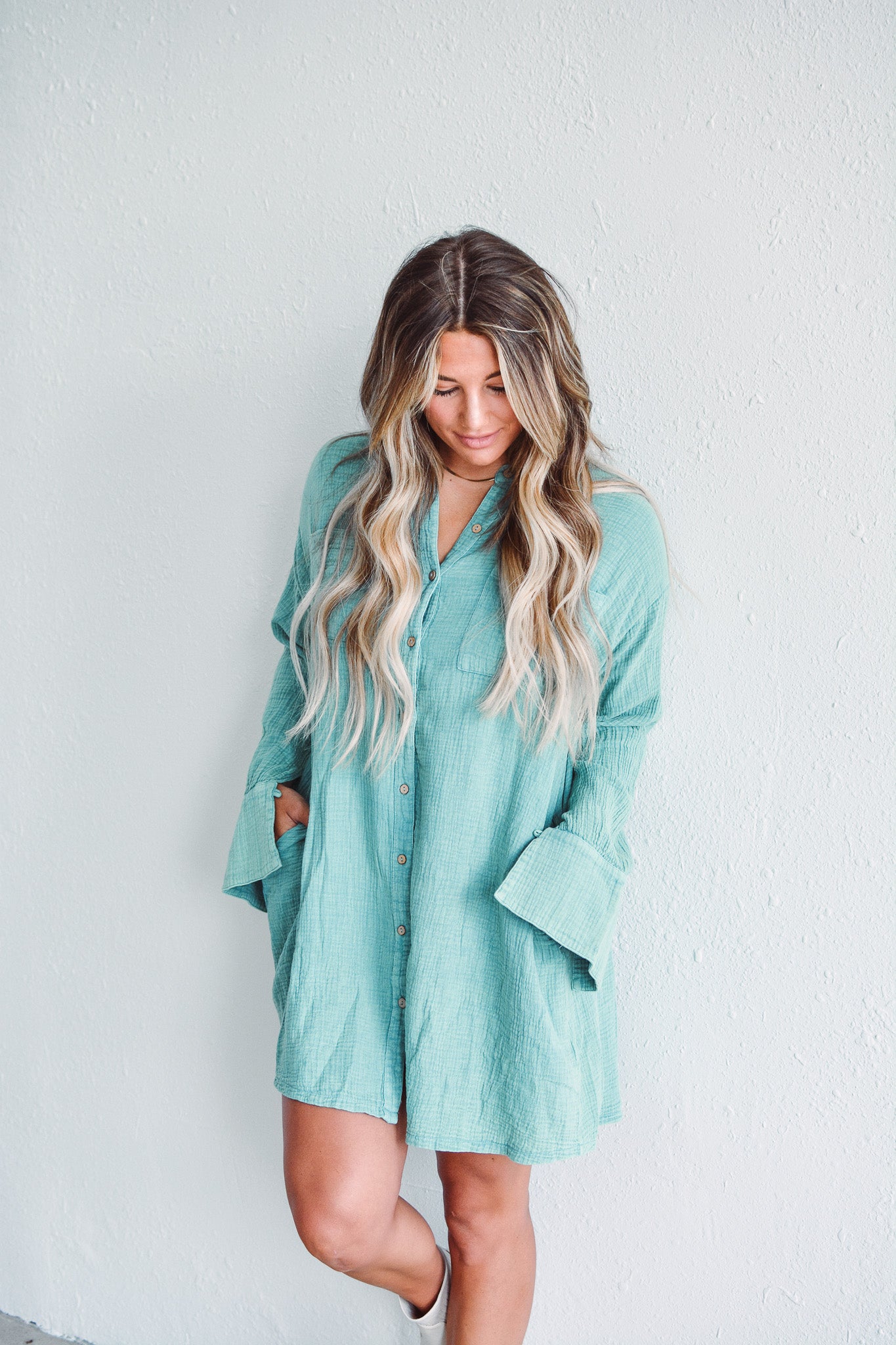 Atlantis Green Shirt Dress S Atlantis Green Shirt Dress S