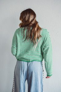Green Striped Piper Cardi