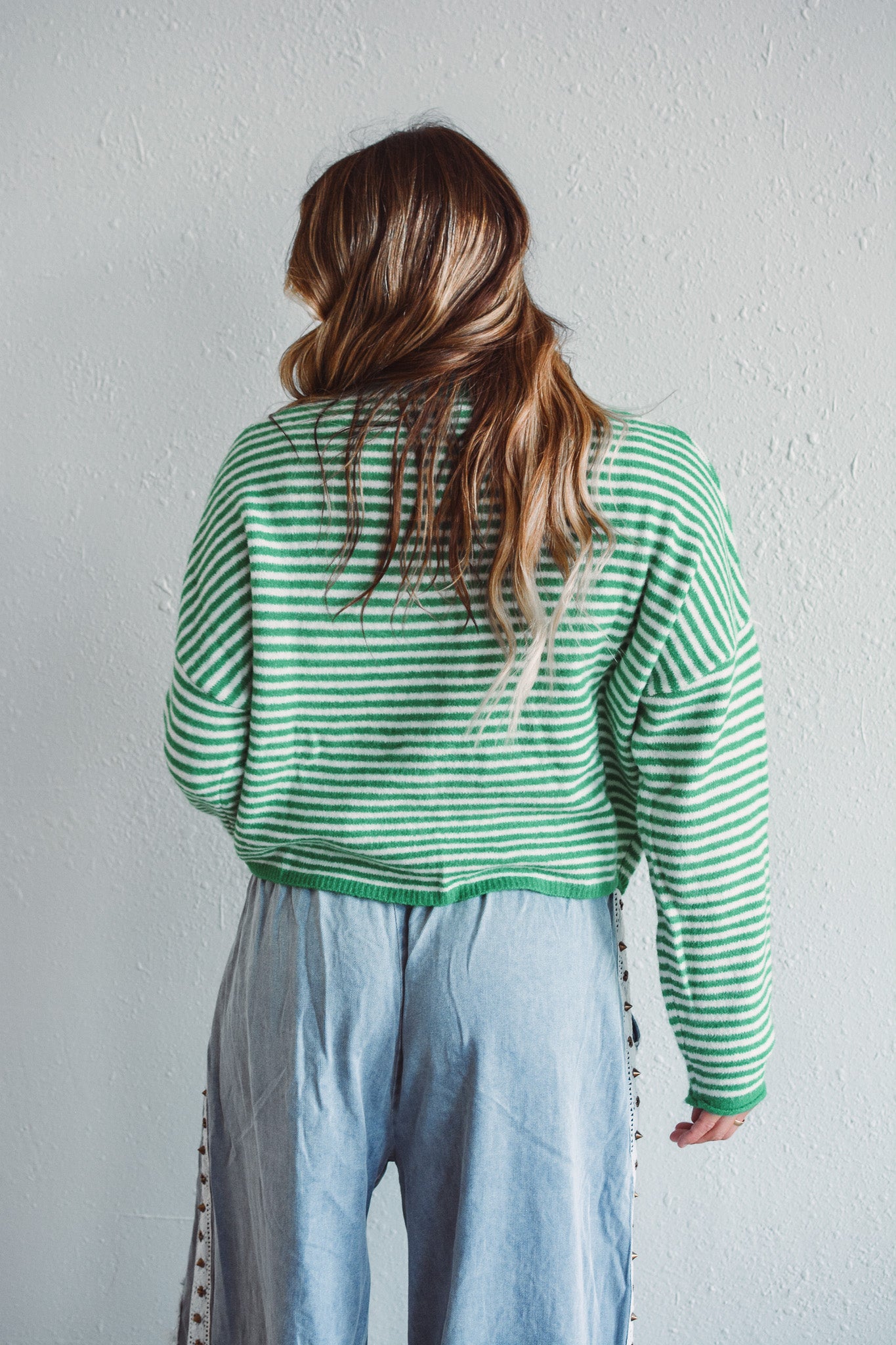 Green Striped Piper Cardi