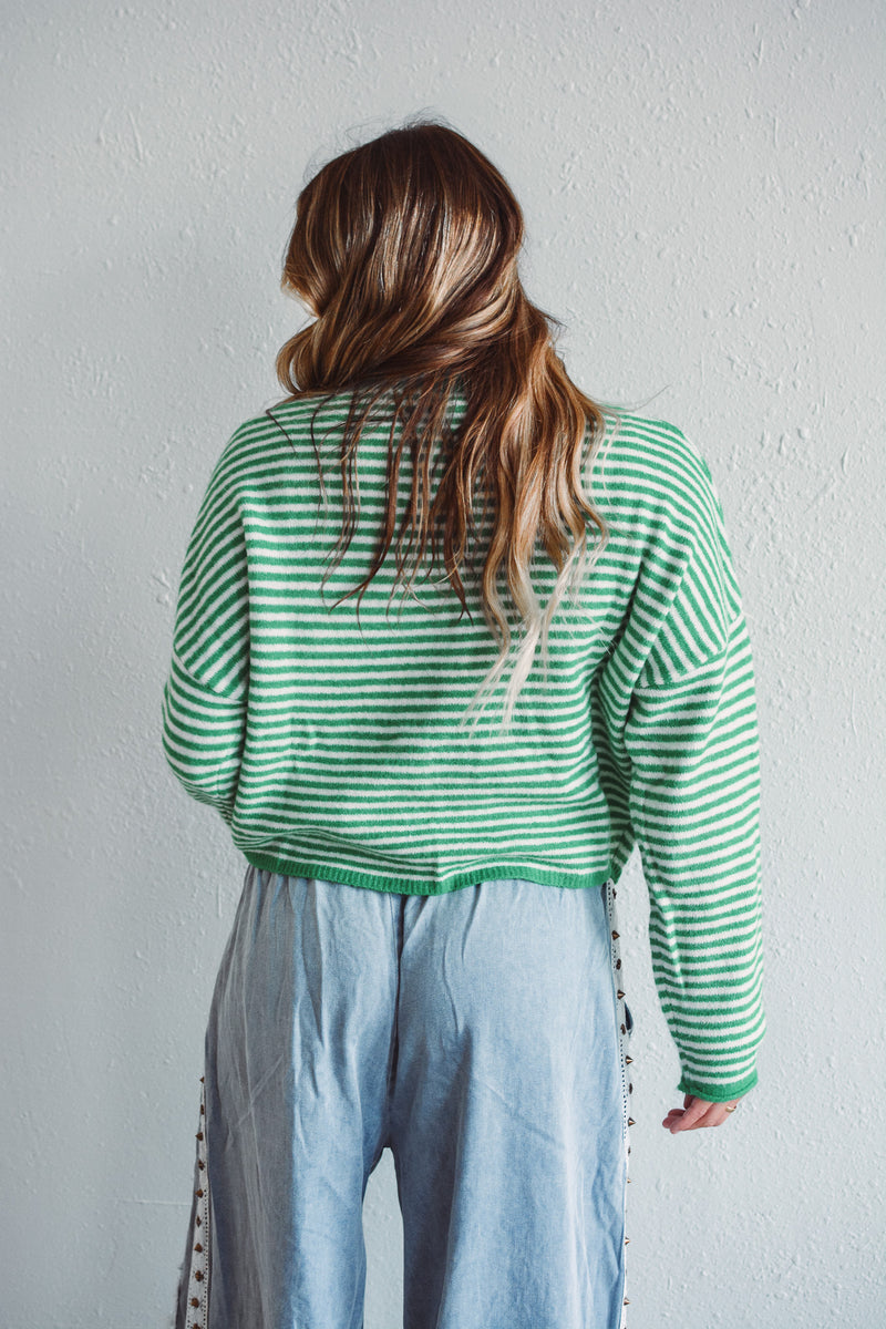 Green Striped Piper Cardi