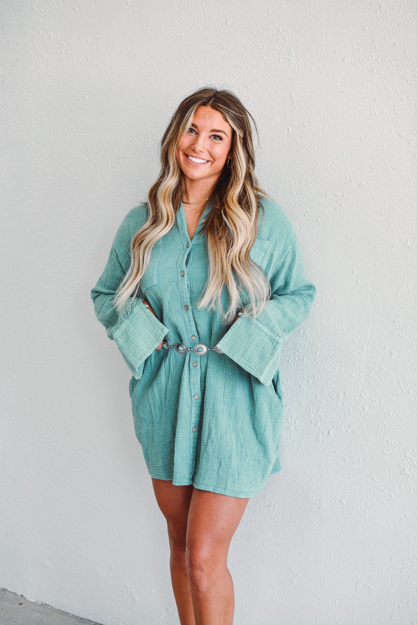 Atlantis Green Shirt Dress S Atlantis Green Shirt Dress S