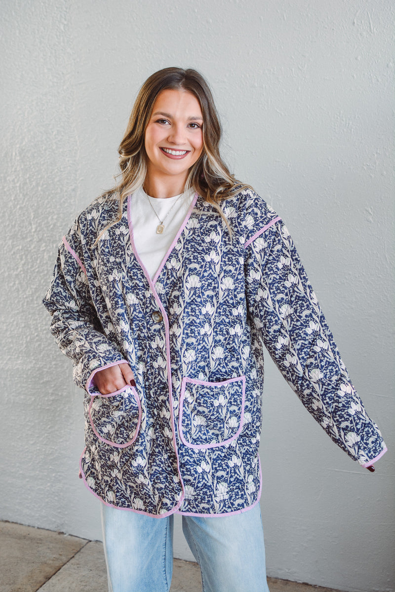 Market Navy Quilt Coat