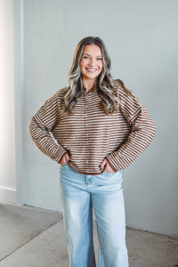 Brown Striped Piper Cardi