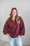 Stowe Burgundy Zip Sweater