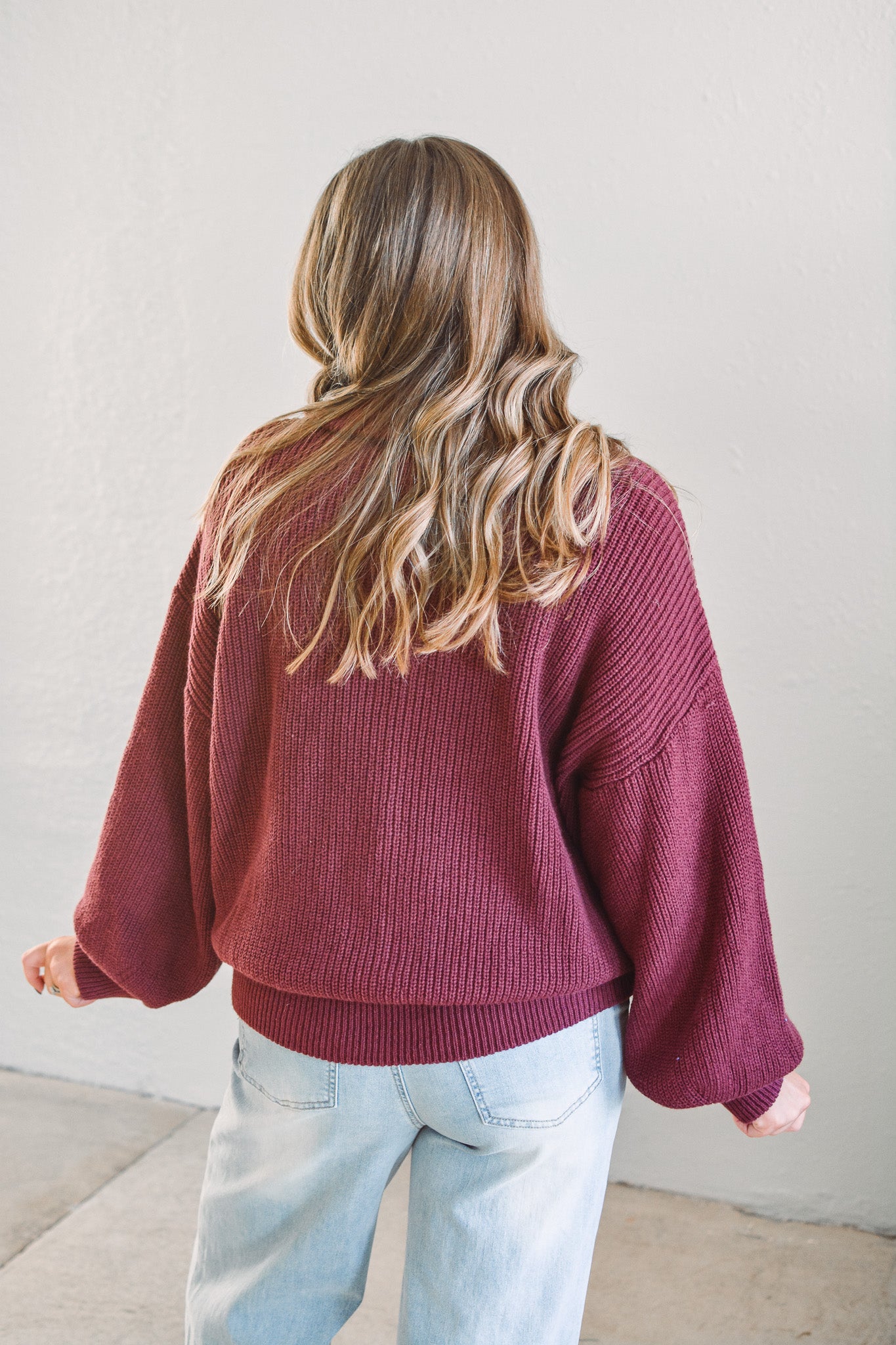 Stowe Burgundy Zip Sweater