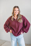 Stowe Burgundy Zip Sweater